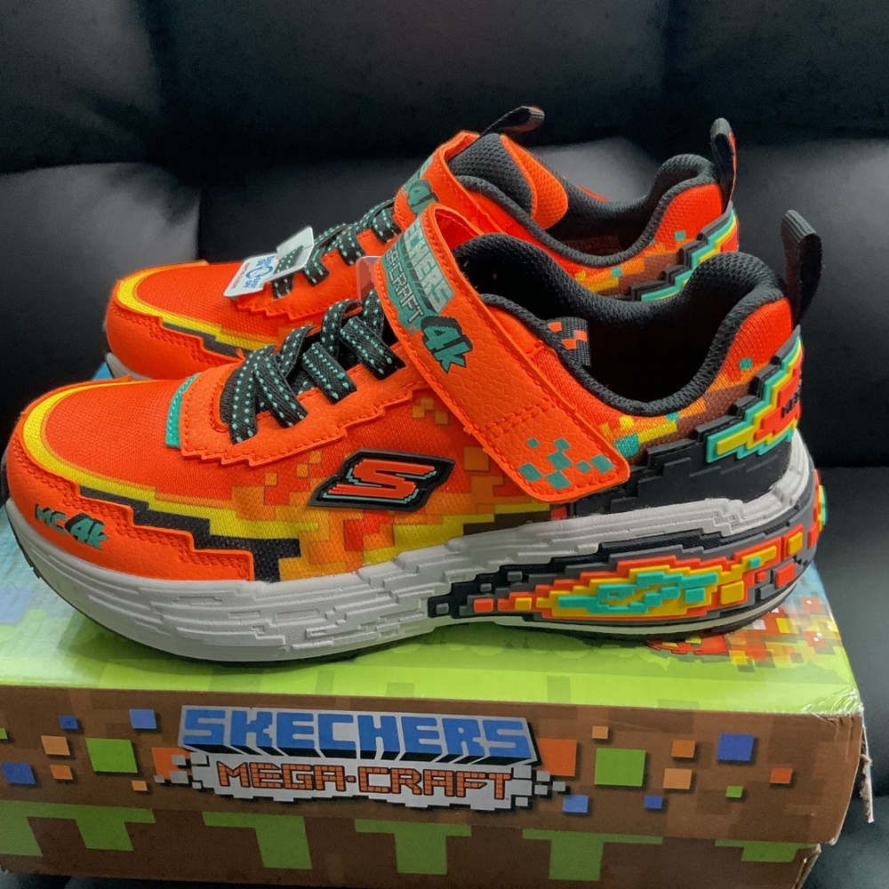 Skechers Kids' Mega-Craft 4K Sneakers Orange Black Size 2.5 Youth - Picture 2 of 10